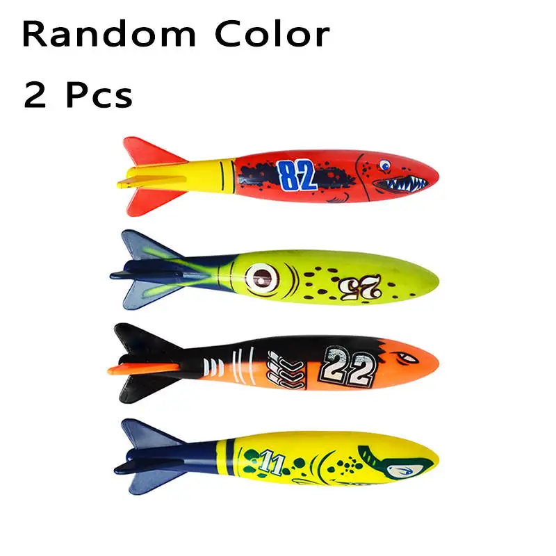 2 Pcs Random Color Детская игрушка для плавания, кольцо для дайвинга, водоросли, подводная палка, водная торпеда, ракета, метательные игрушки, летняя игра, плавательный бассейн, игрушки, подарки - Цвет: 2 Pcs Random Color