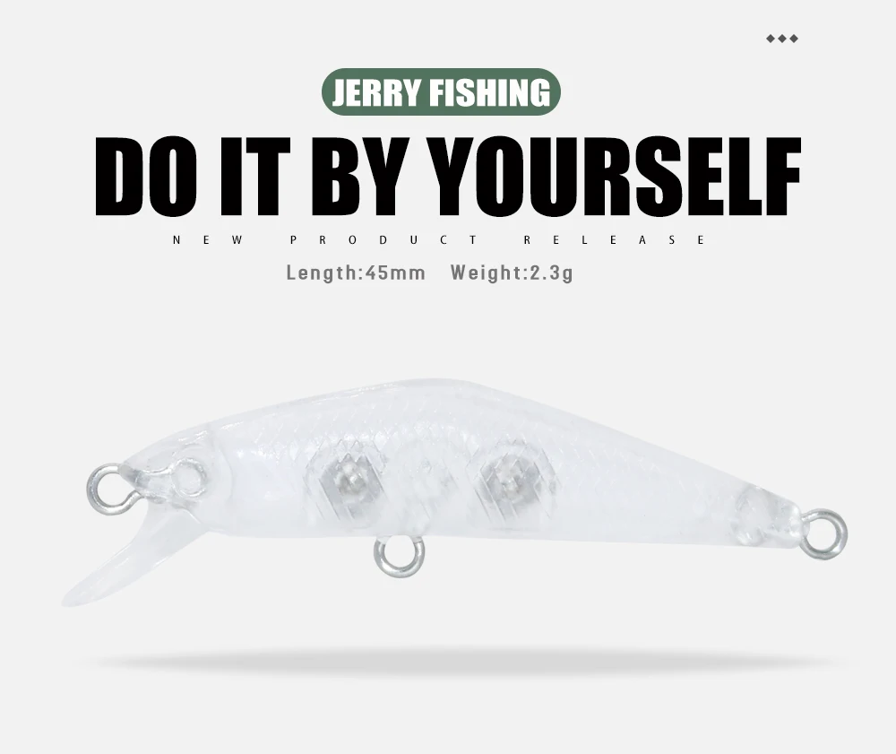 Jerry 10 шт. 45 мм 2,4 г тонущие приманки Minnow заготовки неокрашенные DIY микро сверхлегкие щипцы для рыбалки наживка для рыбы PESCA
