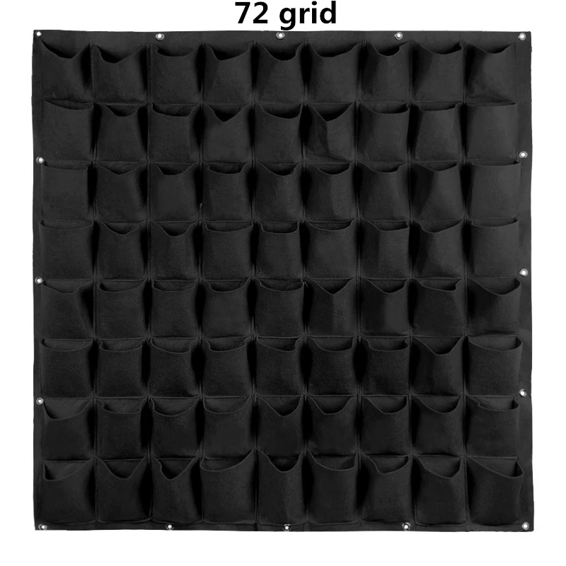 72 grid black Настенные подвешиваемые посадочные сумки 24 размера, зеленые сумки для выращивания растений, вертикальная садовая растительная гостиная сумка для бонсай с цветами, товары для дома - Цвет: 72 grid black