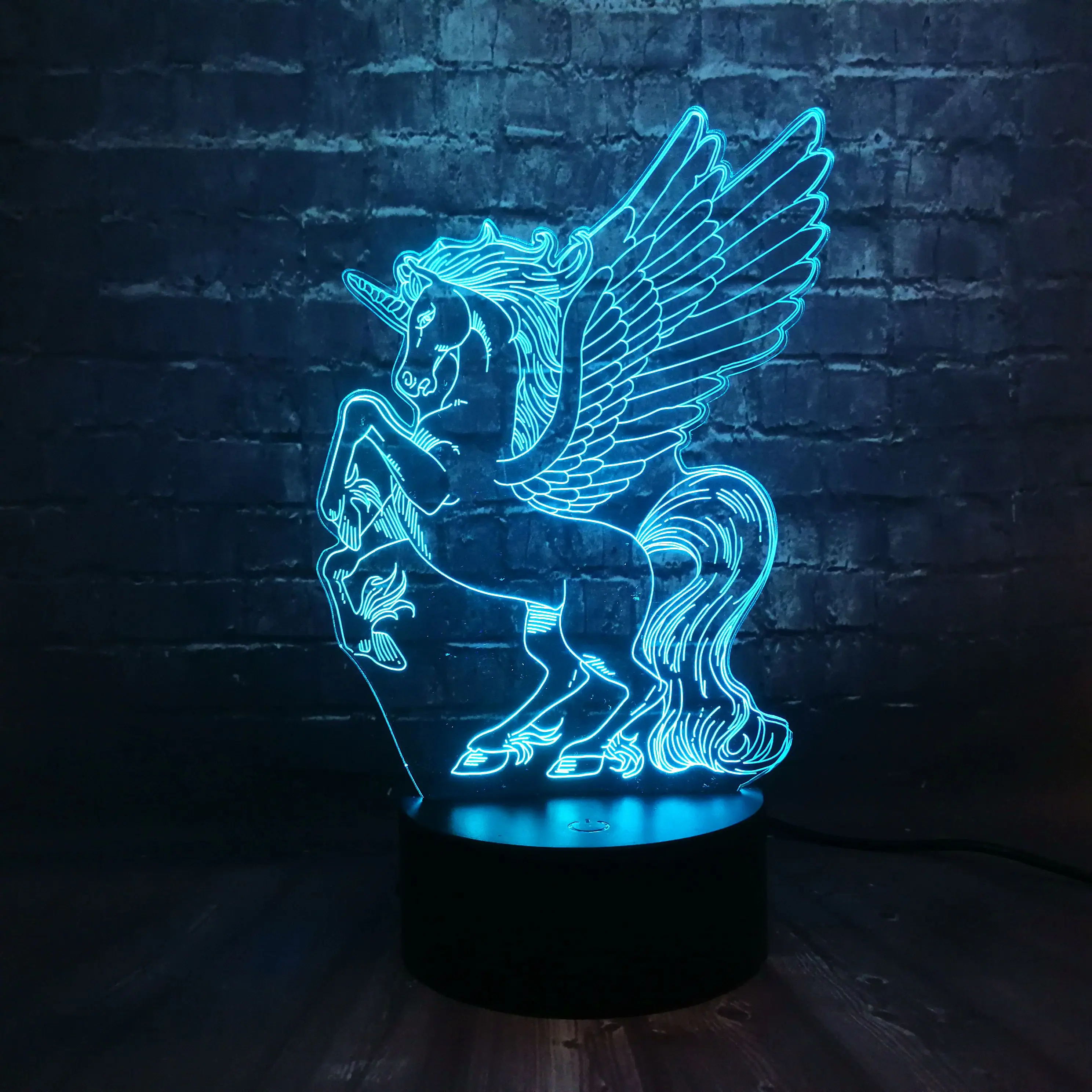 Новая иллюзия акриловая панель 3D светодиодный RGB Лошадь Единорог 7 цветов USB зарядка для детской комнаты декор ночной Светильник для настроения подарок на день детей