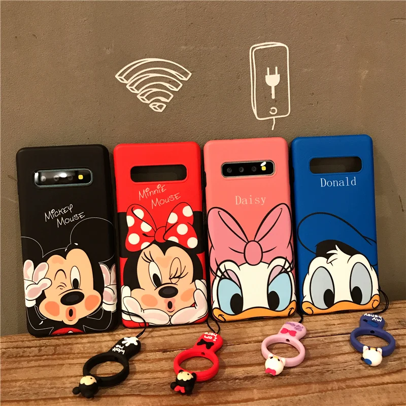 Sam S10 Cartoon Case Daisy Donald Soft back phone cover for Samsung Galaxy S9 plus S8 Note 8 note9 +strap |