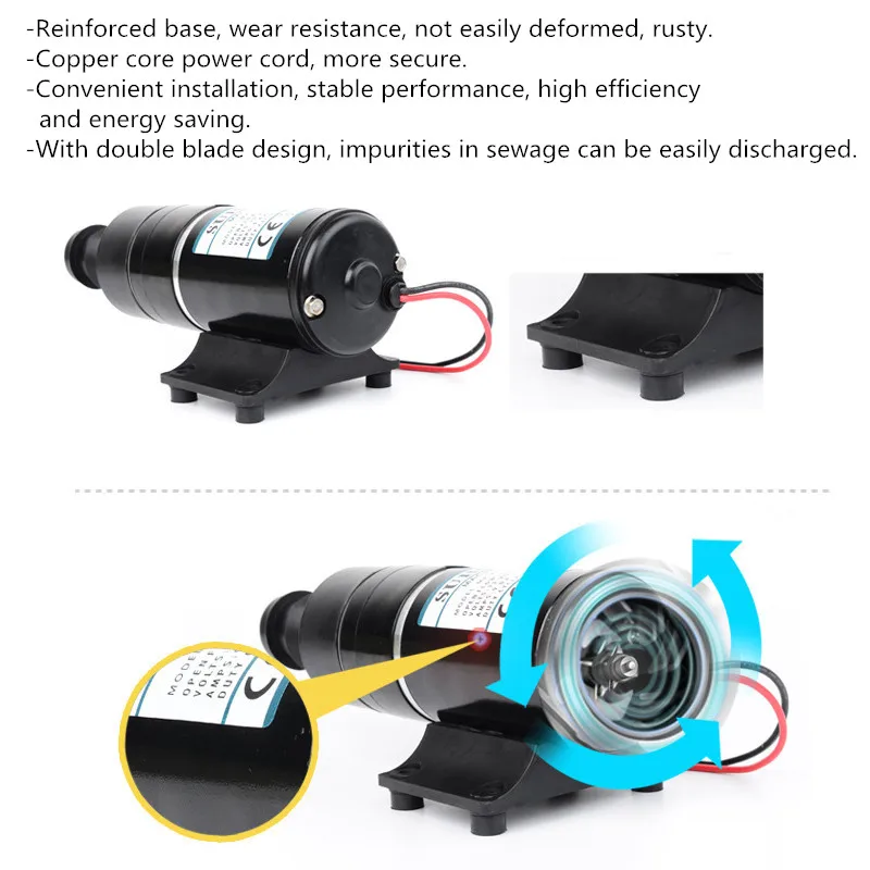 12/24V 45LPM DC измельчитель Канализационных сточных вод насос из нержавеющей стали самовсасывающий легко чистить для Лодка Караван Туалет морской для автофургонов, Яхта Море