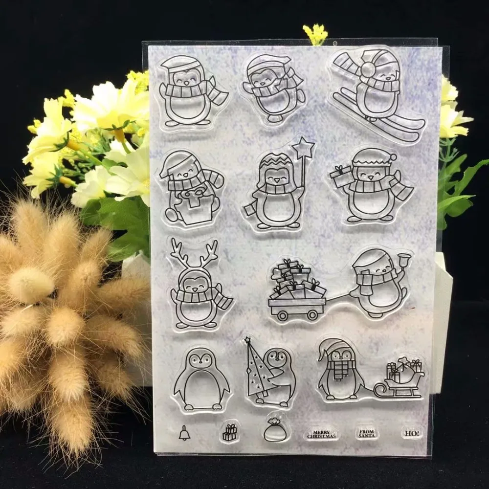 Пингвин/sled альбом для штампов прозрачный силиконовый прорезиненный DIY Украшение