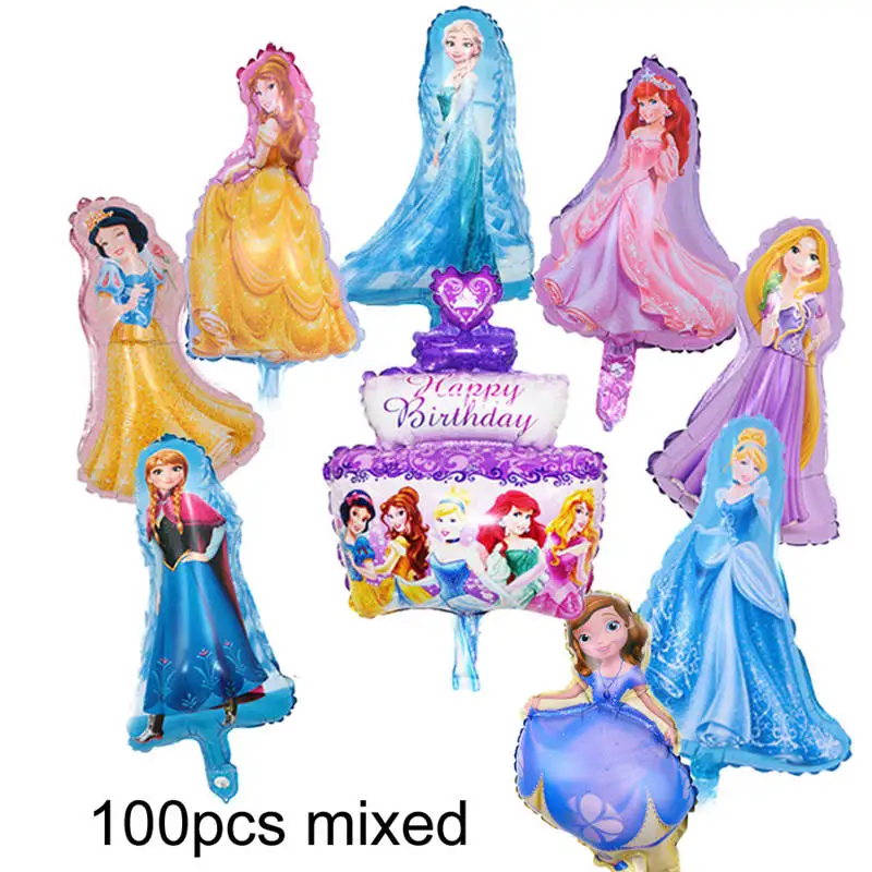 mixed 100pc mini pri 100 шт мини размер принцесса Золушка& Белль& Белоснежка фольга праздничные надувные шары товары для праздника - Цвет: mixed 100pc mini pri