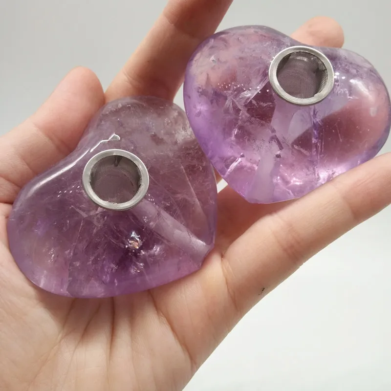 100% натуральный аметист кварц сердце кварцевый кристалл курительная трубка