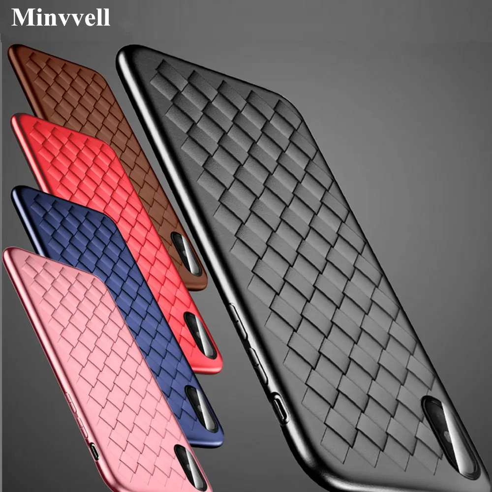 For iphone X 10 6s 6 Plus Case XS Max XR Weave Leather Skin R Silicon Coque Cover for 8 plus 7 |
