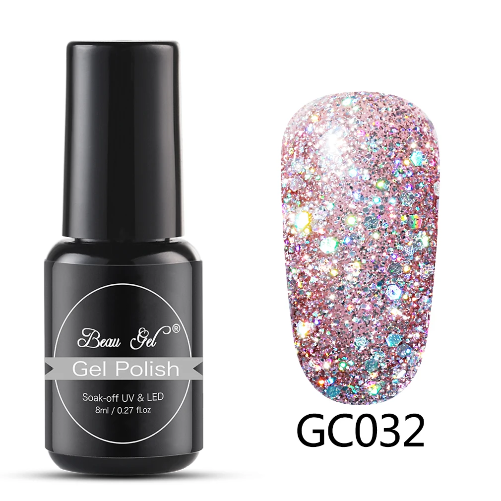 GC032 Beau гель 8 мл Bling Блестящий Гель-лак для ногтей замачиваемый УФ светодиодный блестящий гель с блестками маникюрный лак Полупостоянный Алмазный Гель-лак - Цвет: GC032
