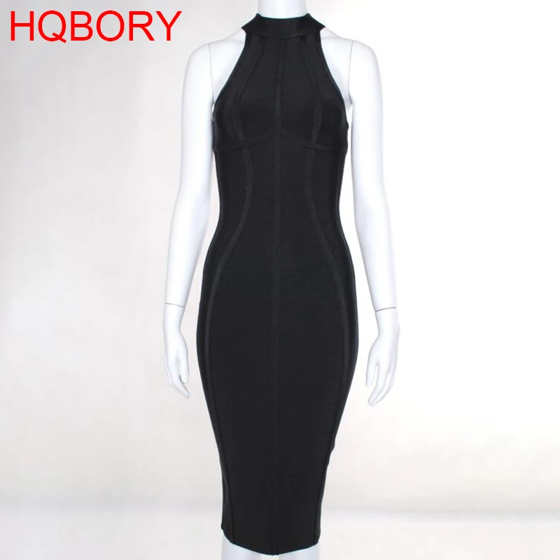 Черный Сексуальное женское платье в белую полоску с лямкой на шее, без рукавов, весна-лето-осень, для дня рождения,, Облегающее вязаное Бандажное платье, платья, XL - Цвет: Черный