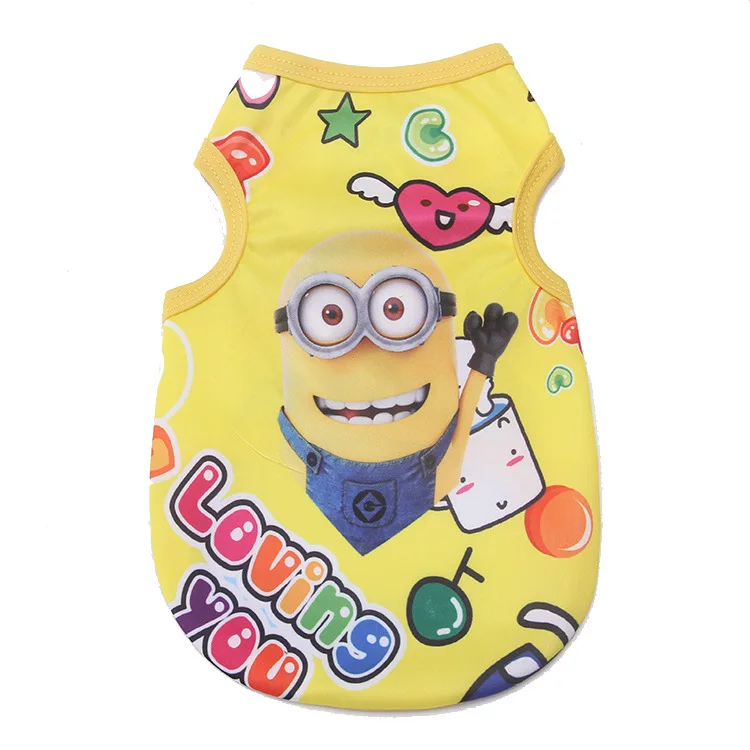 Small Yellow People 9 цветов, новинка года, весенне-летняя одежда для собак, одежда для маленьких собак, жилет с мультипликационным принтом Футболка без рукавов для щенков, кошек костюм для собак XS-XL - Цвет: Small Yellow People