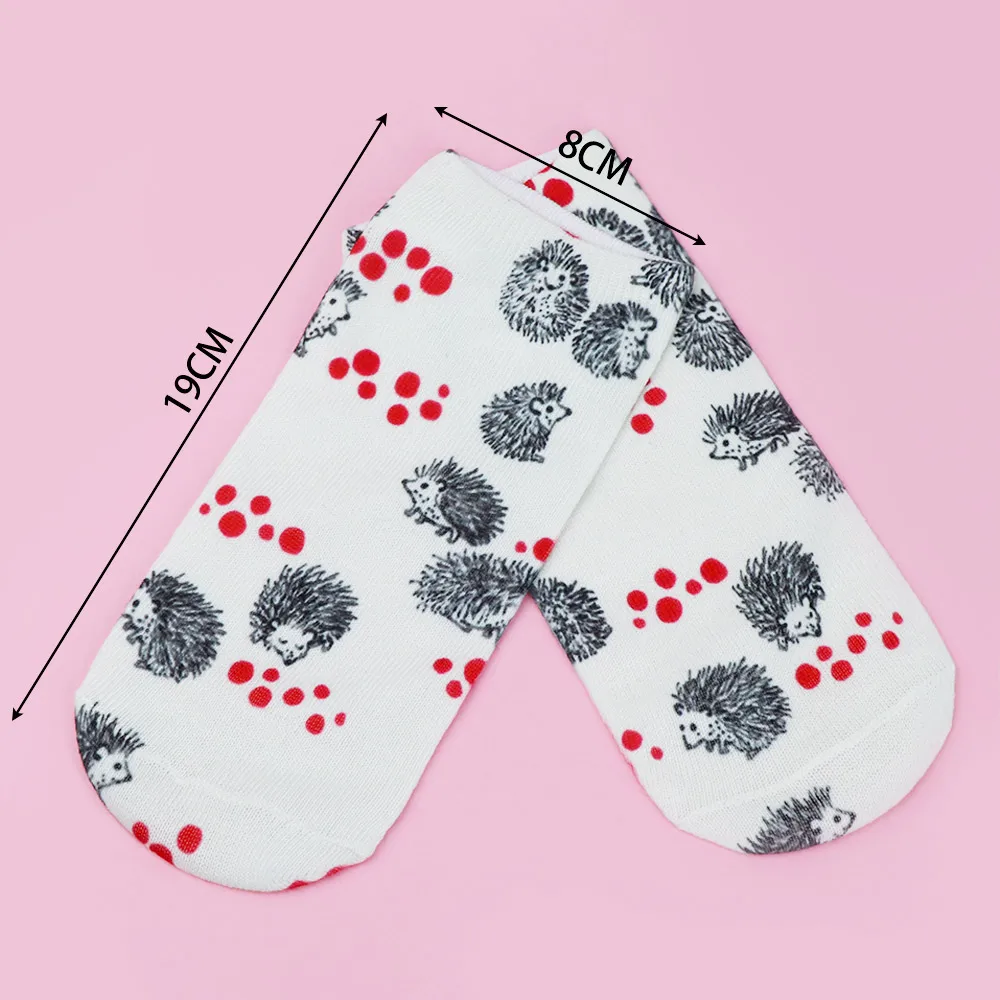 1 пара женские невидимые носки до щиколотки с рисунком ежика модные креативный