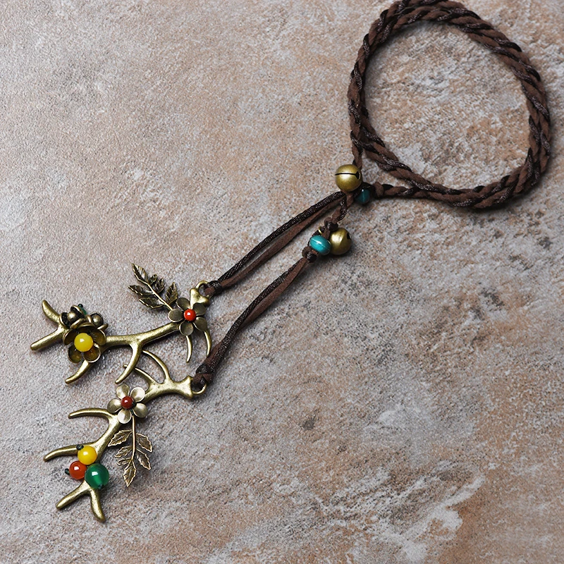 Ожерелье с оленьими рогами модное ожерелье макси желтый сердолик Бронзовый