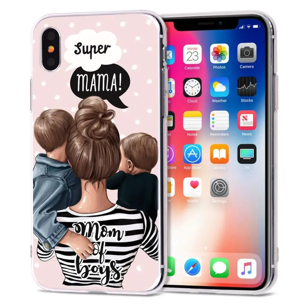 Fashion Black Brown Hair Baby Mom Girl Queen 01 Case For iPhone X XS Max XR 8 7 6 6s Plus 5 5s SE Silicone Woman Phone Cover |