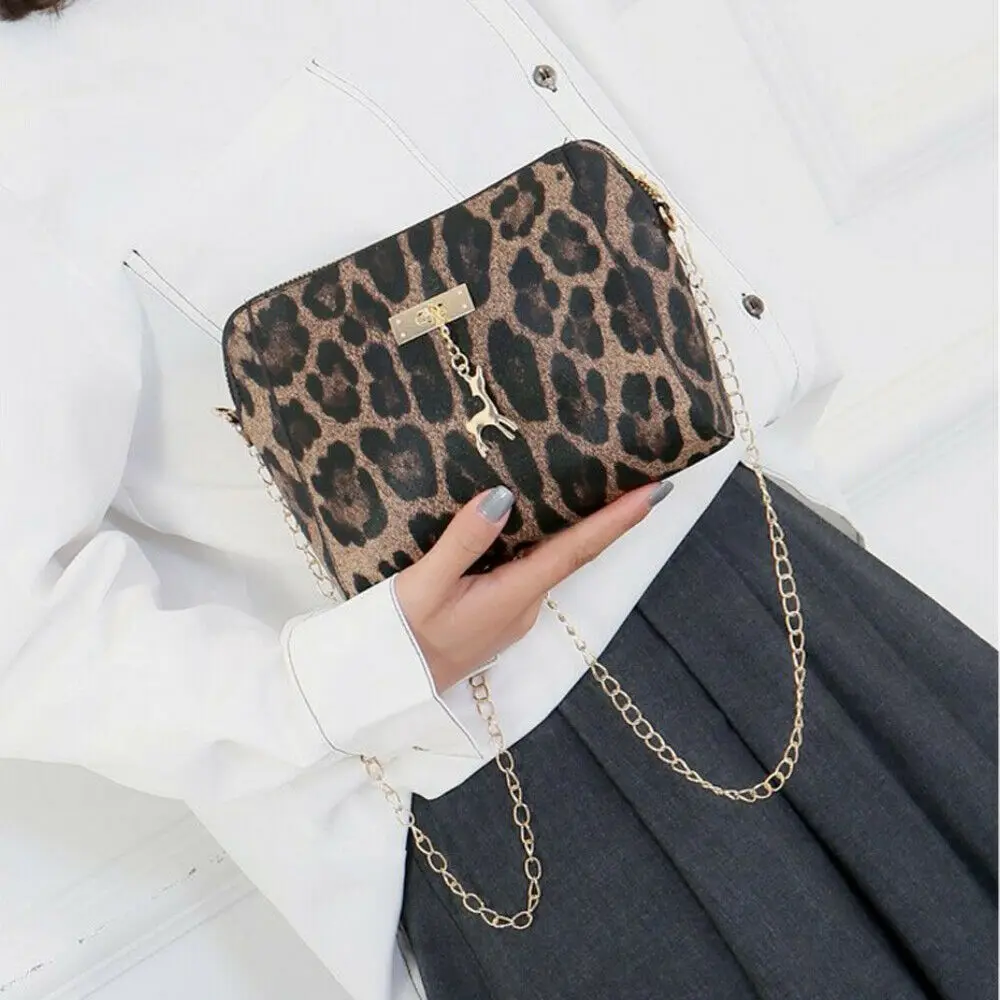 

Women's Fashion Leopard PU Leather Classic Messenger Handbag Ladies Travel Shoulder Bag Totes Purse Crossbody Bags