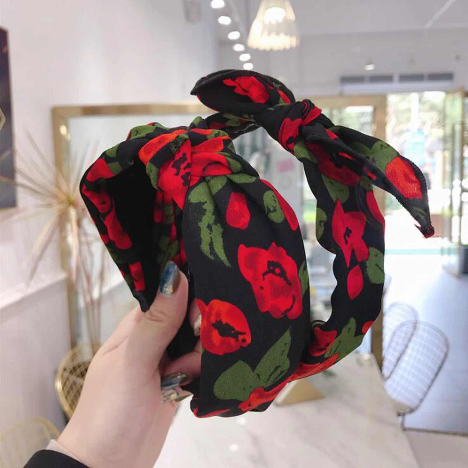 

Fashion Women Floral Headband Bohemia Hairband Girls Big Bow Knot Hair Band Adult Soft Polyester Hair Accessories