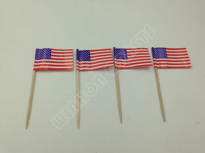 Американские флаги для зубочисток 300 упаковок Бумажные палочки еды зубочистки