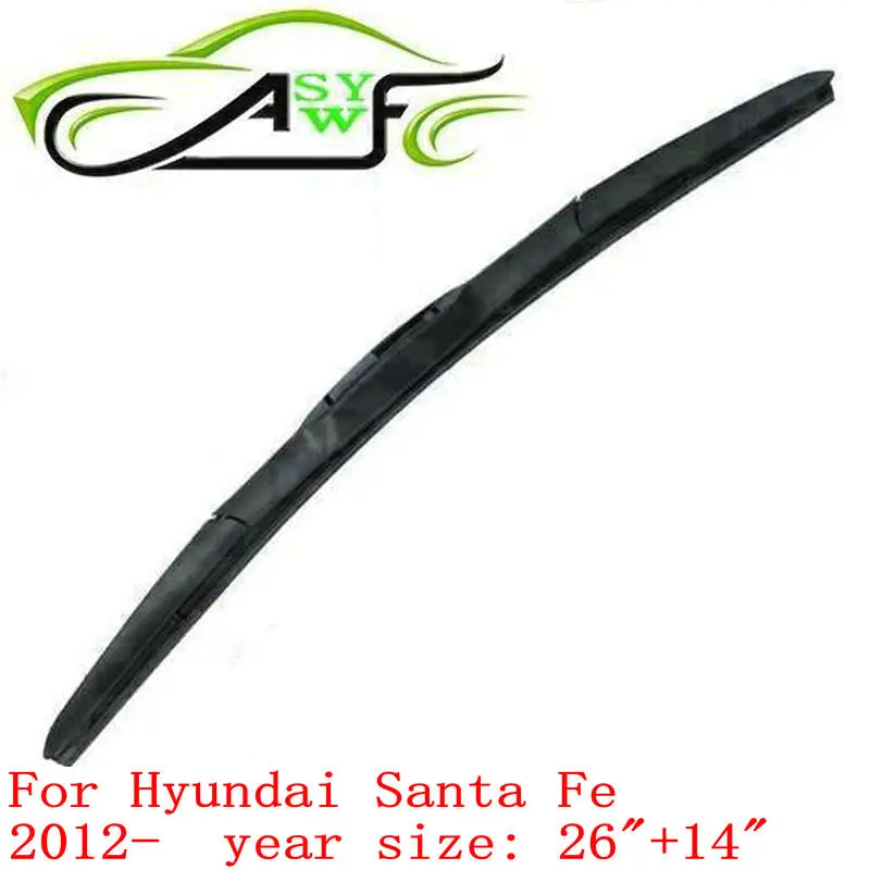 

auto car windshield wiper blade for Hyundai Santa Fe ( 2012 onwards), 26"+14" Car Wipers Blades atural Rubber Wiper 2 PCS