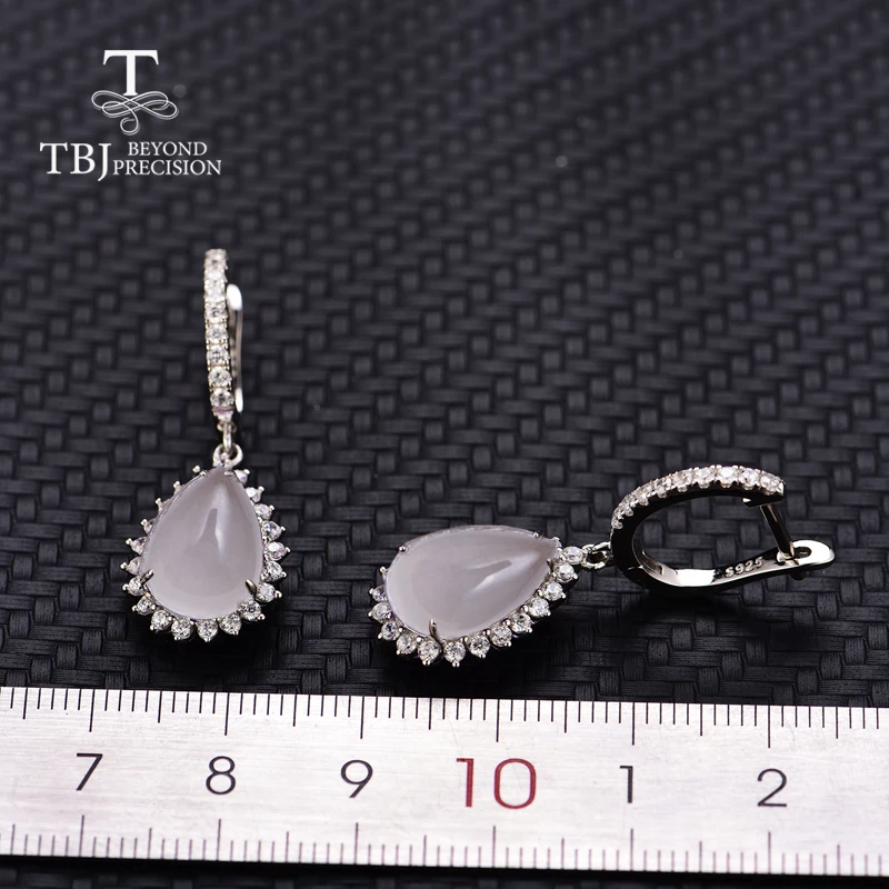 TBJ натуральный розовый кварц капля воды 9*13 мм драгоценный камень застежка серьги