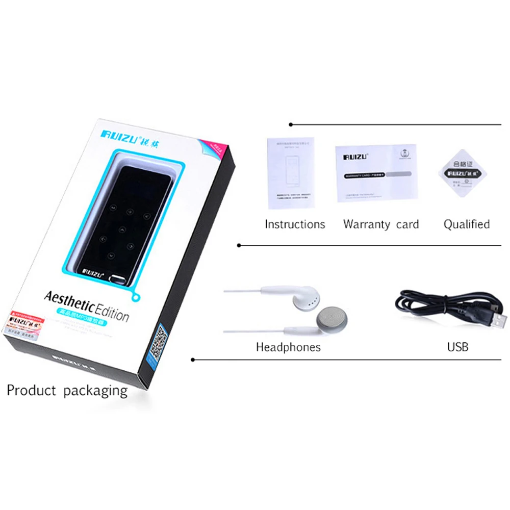 Ruizu сенсорный портативный цифровой спортивный экран без потерь Hifi аудио Mp 3 мини