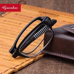 Складные очки для чтения Guanhao, унисекс, небьющаяся оправа TR90, ультралегкие тонкие очки для пресбиопии с ацетатным покрытием, чехол 1,5 2,5