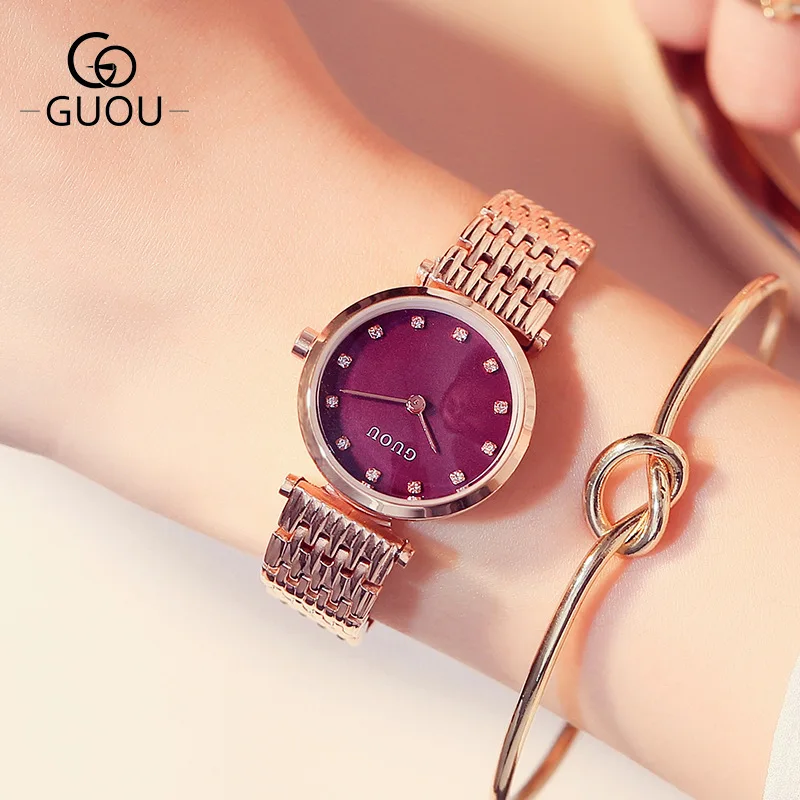 

Hot Sale Fashion Brand Dress Gold Rose Full Steel Quartz Wristwatch For Women Business Luxury Gift Wrist Watches