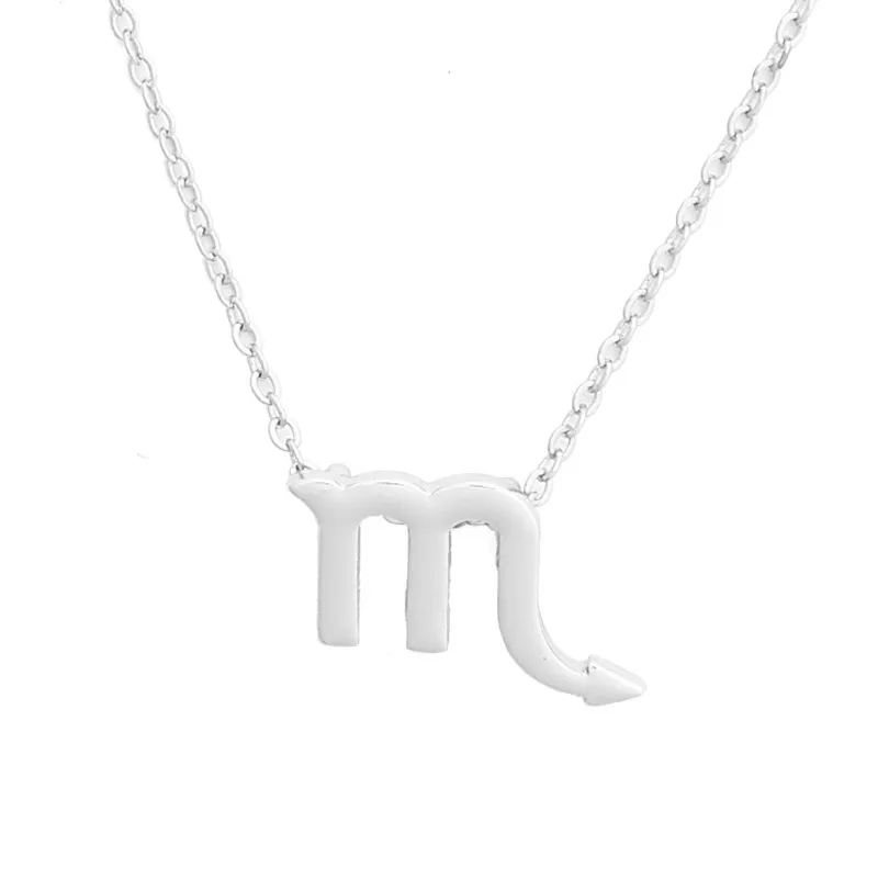 Silver Scorpio Модные ювелирные изделия 12 созвездий скорпион кулон ожерелье s для женщин Зодиак цепи ожерелье золотой цвет подарки на день Святого Валентина - Окраска металла: Silver Scorpio