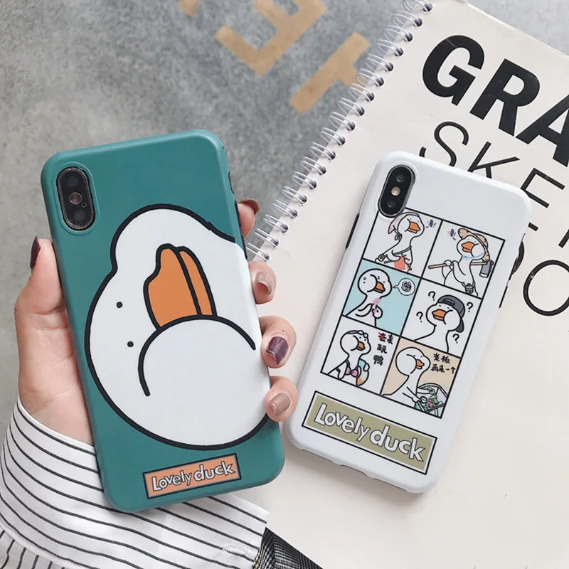 Забавный милый чехол для телефона с изображением утки iphone 6 6s 7 8 plus X XS XR MAX модные