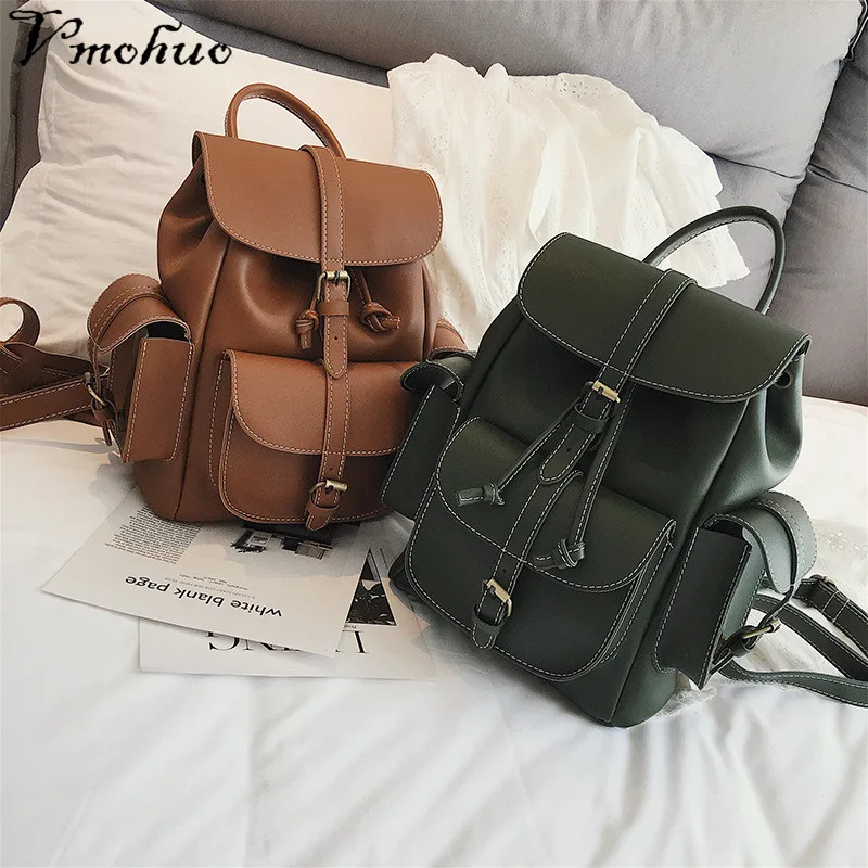 VMOHUO винтажный женский кожаный рюкзак Mochila Feminina Большой Школьный для девочек