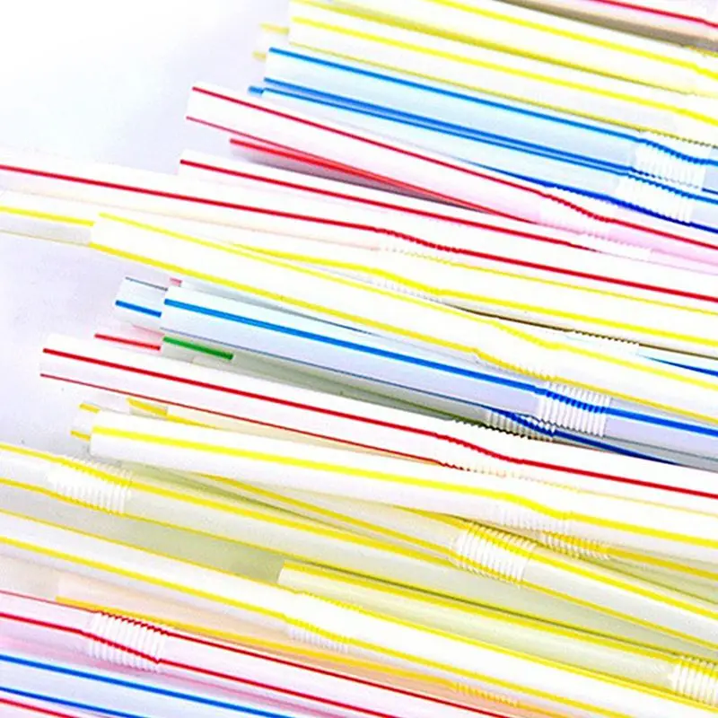 HOT-100Pcs Disposable Flexible Straws Plastic Drinking Supplies | Дом и сад