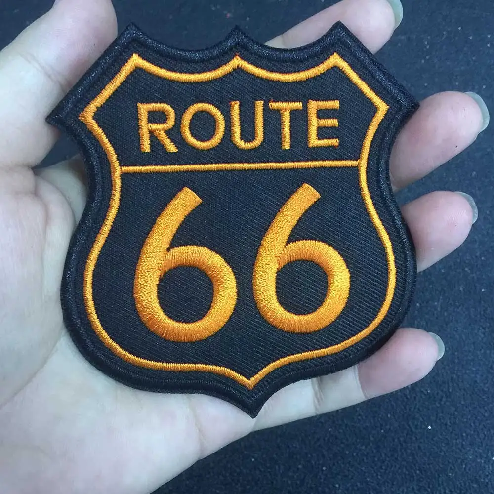 Route 66 утюг на патч вышитая аппликация Швейные Этикетка панк байкер патчи Одежда Наклейки Аксессуары для одежды знак