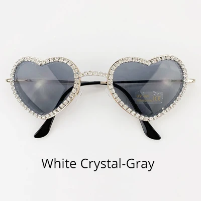 White Crystal-Gray Ralferty шикарные хрустальные Солнцезащитные очки женские брендовые дизайнерские солнцезащитные очки в форме сердца женские градиентные солнцезащитные очки с разноцветными линзами G1712 - Цвет линз: White Crystal-Gray