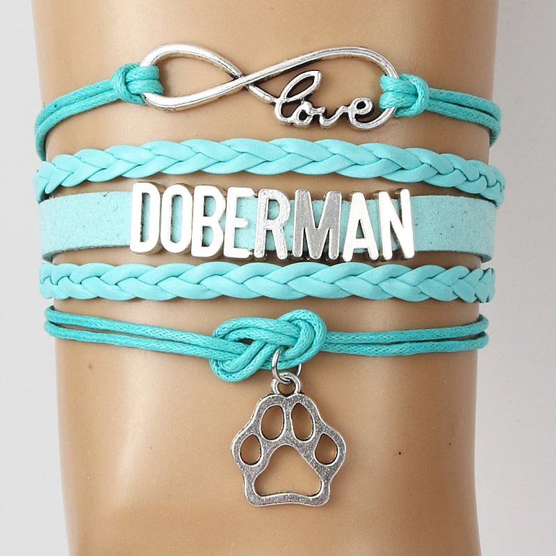 NCRHGL Бесконечная любовь DOBERMAN браслет животных Амулет лапа плетеные кожаные
