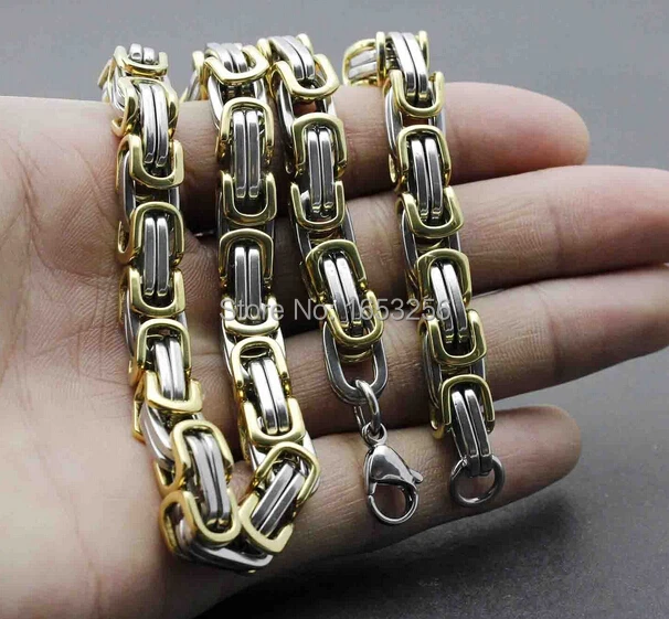 Мужская Золотая и нержавеющая сталь 18-40 дюймов огромное византийское ожерелье