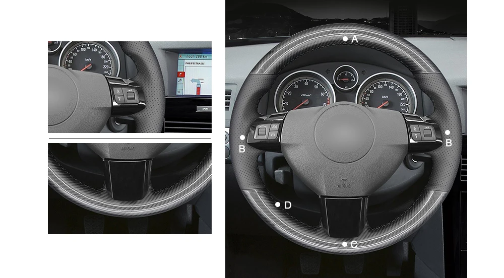 MEWANT черный PU углеродного волокна Чехол рулевого колеса автомобиля для Opel Astra(H) 2004-2009 Zaflra(B) 2005- Vectra(C) 2005-2009