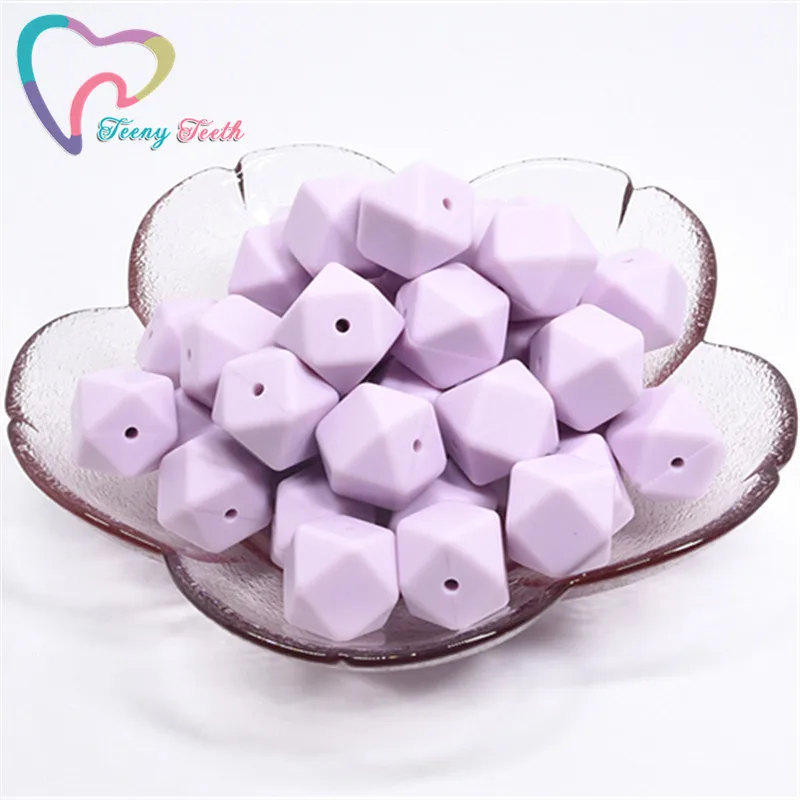 Lilac Purple 10 шт Силиконовые бусы для прорезывания зубов шестигранник 14 мм/17 мм силиконовые жевательные бусины ожерелье зубы DIY Ювелирные изделия запчасти пищевой силиконовый бисер - Цвет: Lilac Purple