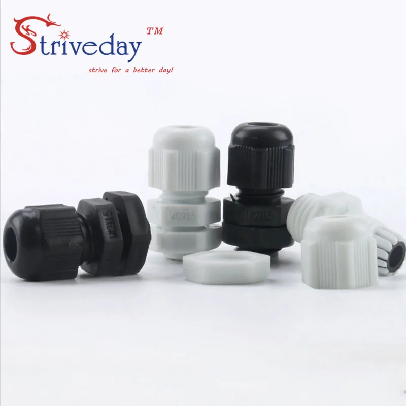 100 шт./лот Белый Черный M12 нейлоновый пластиковый кабельный сальник Аксессуары