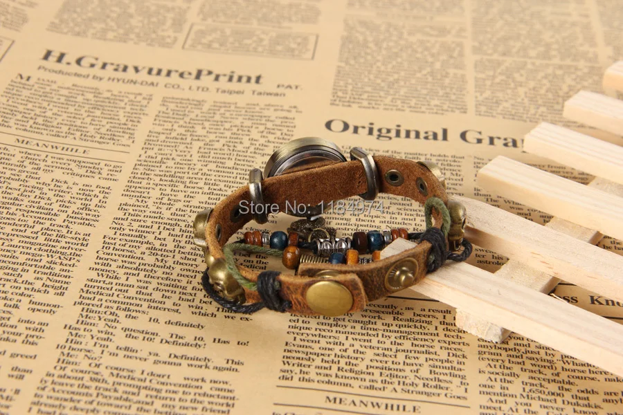 New Fashion Cow Leather watches with wooden bead Retro little Owl dress Analog watch for women c016|watch quality|watch f1watch |