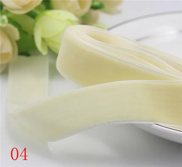 04 Beige " 25-26 мм ширина бархатная лента для упаковки и украшения(2 ярдов/лот) T0604 - Цвет: 04 Beige