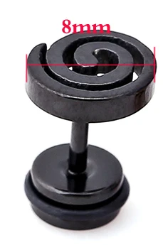 black small round Спиральные серьги квадратные серьги стержня треугольная Сережка-гвоздик женщина мужчина унисекс модные ювелирные изделия уха 1 пара - Окраска металла: black small round