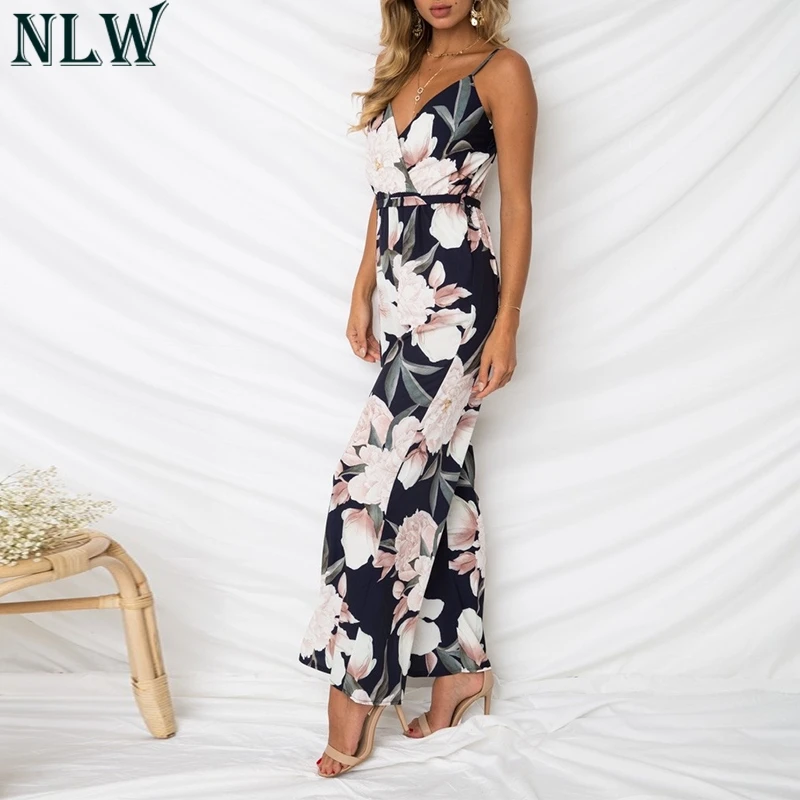 NLW Boho Цветочный летний комбинезон с v образным вырезом на бретелях сексуальный