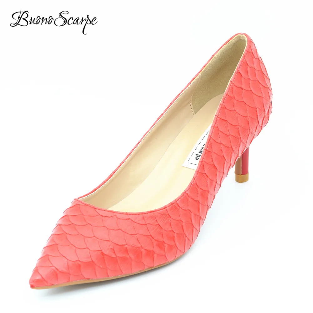 Buono Scarpe пикантные женские слипоны туфли на высоком каблуке женские туфли-лодочки со змеиным узором тонком туфли-лодочки на каблуке Острый носок Для женщин hothigh каблуки Size32~ 46EU