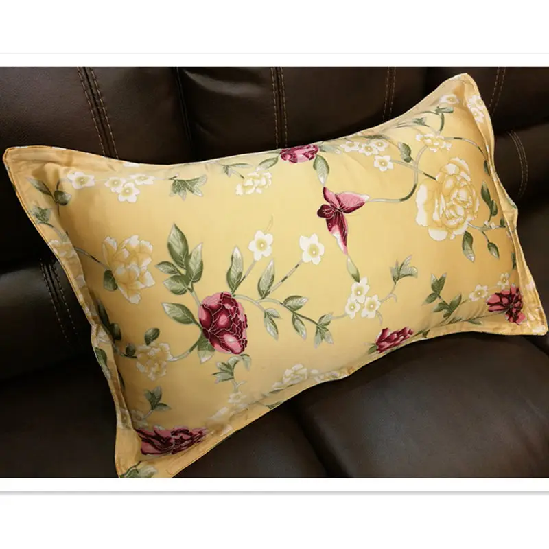 

Free shipping 100% silk pillowcase 2 sides silk pillow case cover envelope back oxford printed fabric silk bedding#ls1505-19