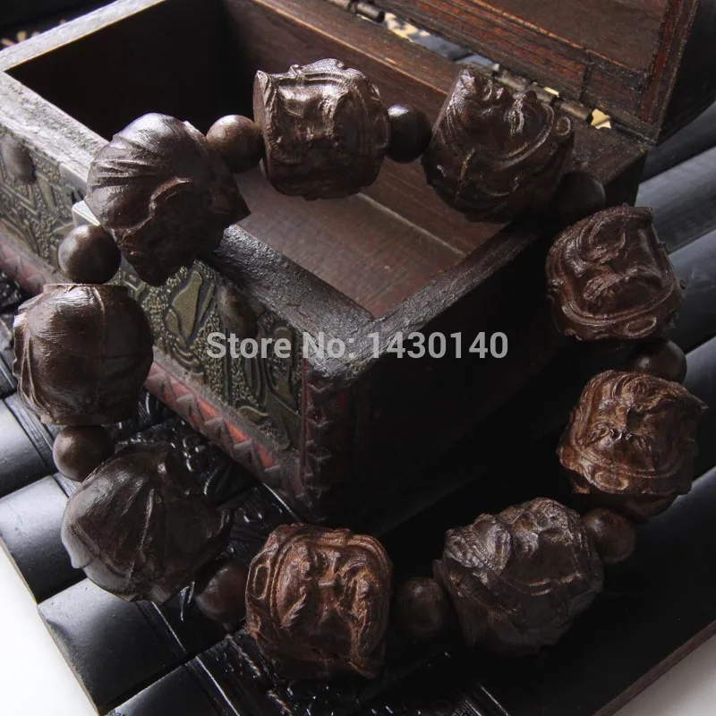 Vietnam Agarwood 20mm factory wholesale carved Guan Gong head men's prayer beads bracelets | Украшения и аксессуары