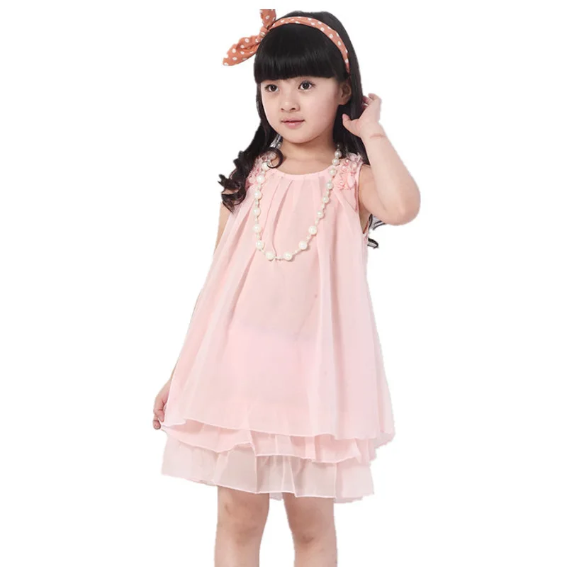 Платья для девочек платье принцессы розовое шифоновое костюмы без рукавов с