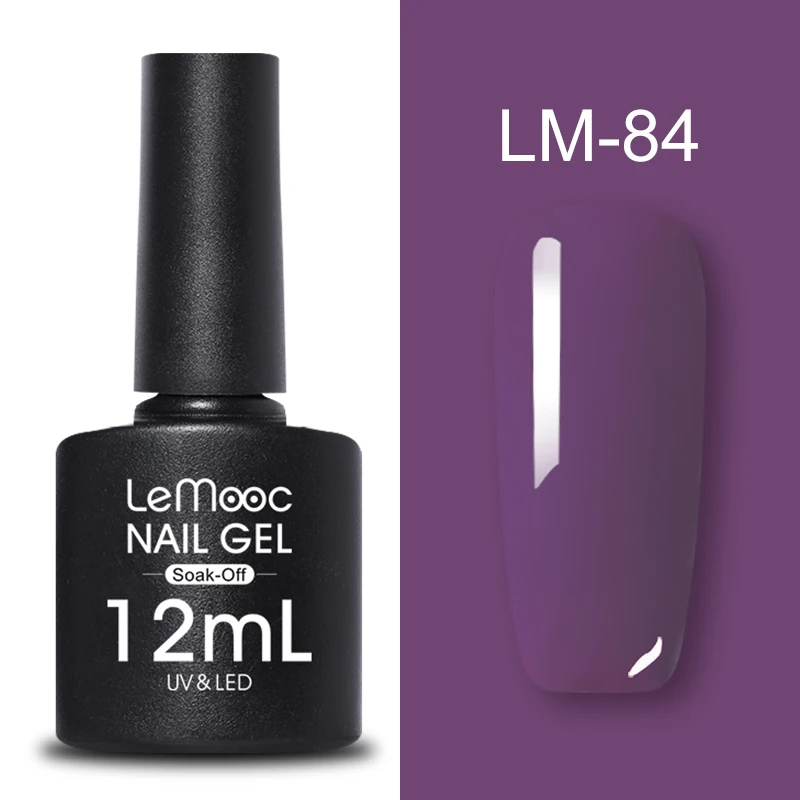LM-84 LEMOOC, 12 мл, Цветной Гель-лак для ногтей, блестки, блестки, полуперманентный замачиваемый лак, УФ-гель, сделай сам, Гель-лак для ногтей - Цвет: LM-84