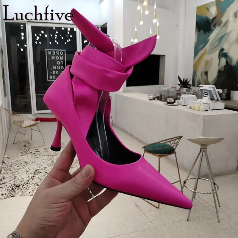 Sexy Thin High Heels Women Pumps Shoes Pointy Toe Red T-Show Shoes Woman Classic Lace Up Fahion Party Shoes Zapatos De Mujer