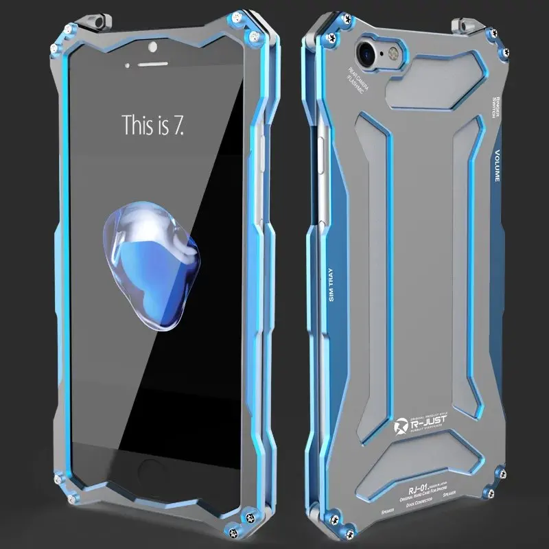 

R-JUST тонкий металлический алюминиевый ударопрочный чехол для iphone 7 8 4,7 дюймов уличные бронированные чехлы для телефонов iphone 8 7 plus 5,5"