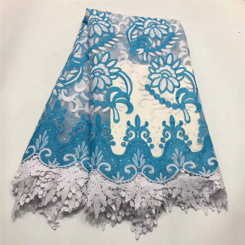 African french lace flower tulle nigerian wedding white fabric embroidery ML1N799 | Дом и сад