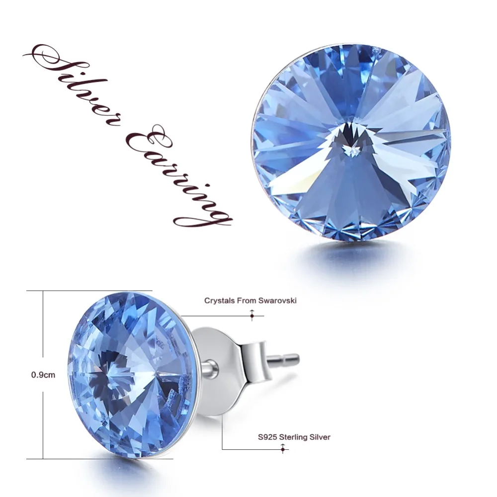CDE 925 пробы серебряные серьги, украшенные кристаллами Swarovski, круглые геометрические серьги-гвоздики, женские подарочные украшения для ушей