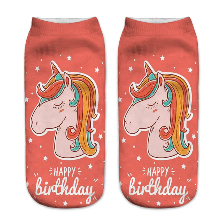 Unicorn5 Детские милые носки с единорогами в стиле Харадзюку для подростков, забавные носки с объемным принтом с одной стороны для маленьких мальчиков и девочек, Sokken, зима-осень-весна - Цвет: Unicorn5