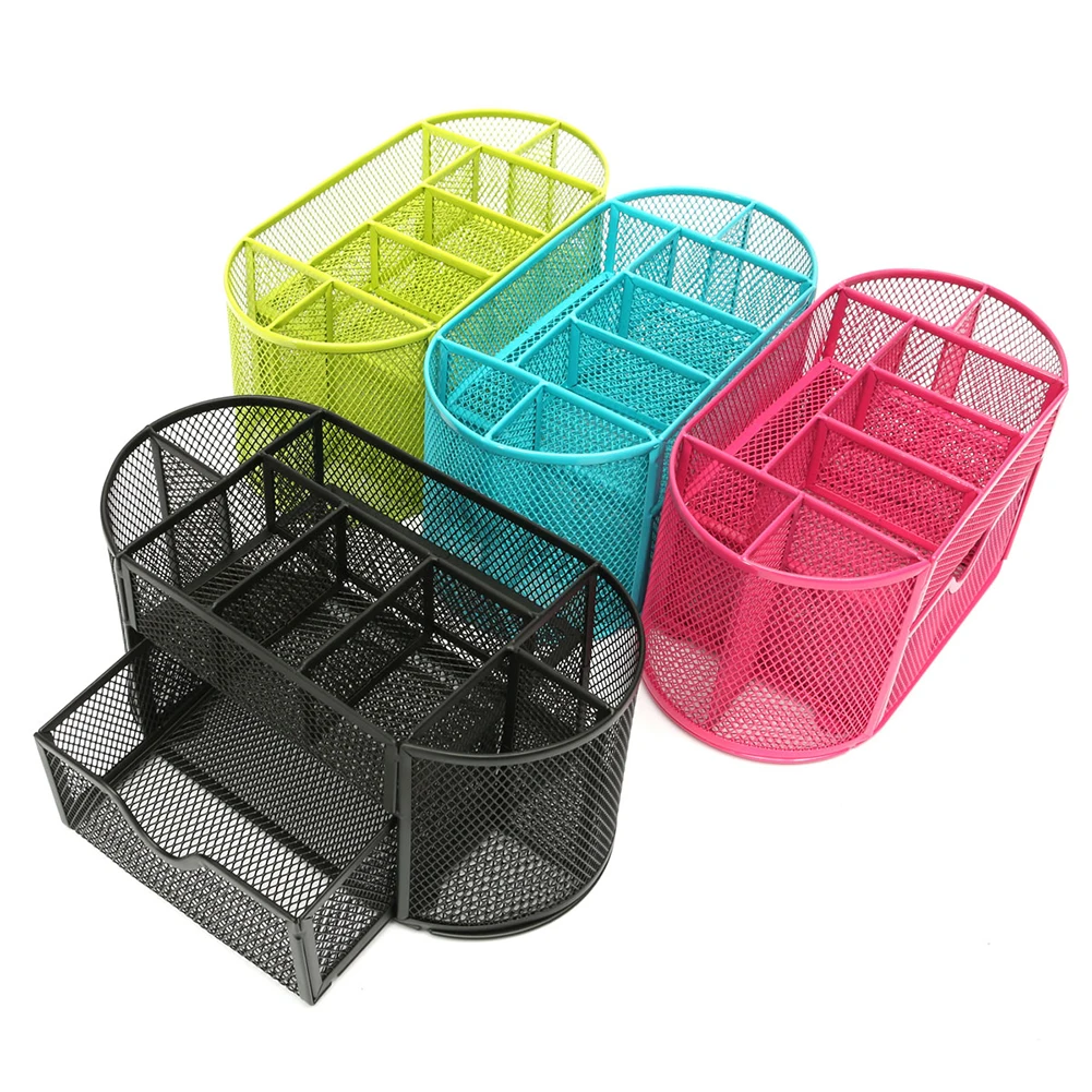 22*11*10.5cm Multifuction Stationery Desk Organizer Pen Holder 9 cells Metal Mesh Desktop Office Pencil Study Storage | Дом и сад